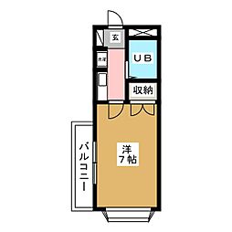 ヴェルドミール 1Kの間取図画像