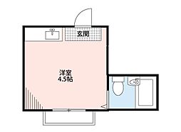 ペアパレス朝霞 ワンルームの間取図画像