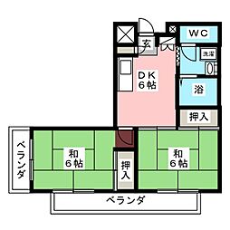 サン・スクエア成増 2DKの間取図画像
