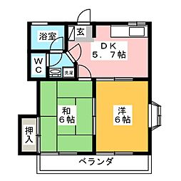 ナゴヤハイツII 1階2DKの間取り