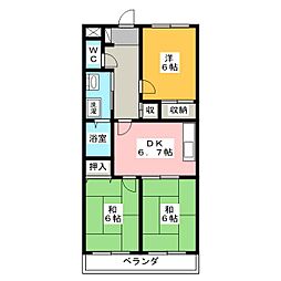 パークハイツ野村 3DKの間取図画像