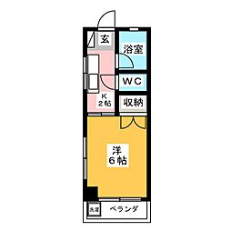 ツリートップス 1Kの間取図画像