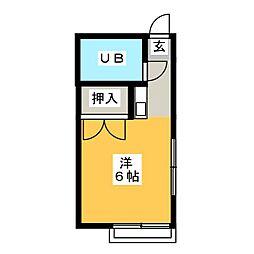 美しの森ハウスA棟 ワンルームの間取図画像