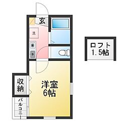 ミタハウス 1Kの間取図画像
