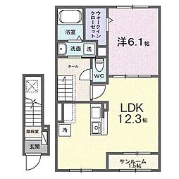 シリウス 1LDKの間取図画像