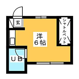 シャルマンk ワンルームの間取図画像