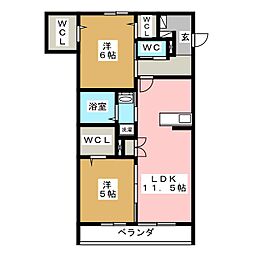 コートグランデ1 2LDKの間取図画像