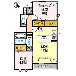 ファインガーネット 2LDKの間取図画像