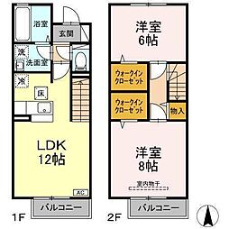 クレイドルA 2LDKの間取図画像