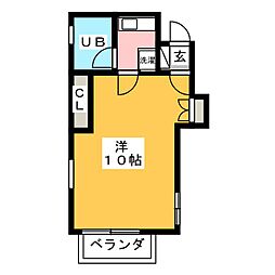 樹華2 1Kの間取図画像