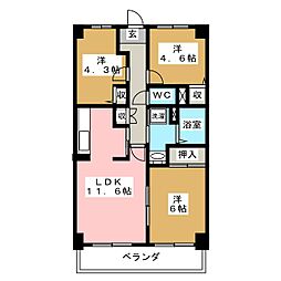 ワイズエメリール-U 3LDKの間取図画像