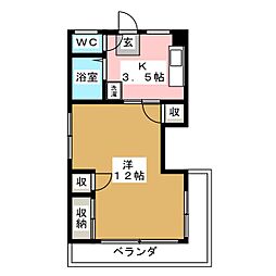 フィリアー・高砂 2階1Kの間取り