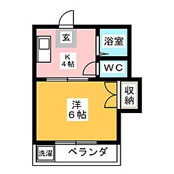 DSマンション 1階1Kの間取り
