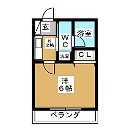 plus house 2階1Kの間取り
