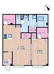 シュバーンII 1階1LDKの間取り