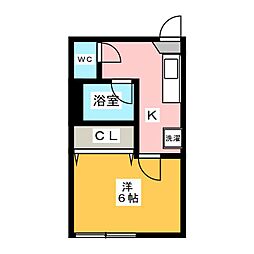 コーポアイリス 1Kの間取図画像