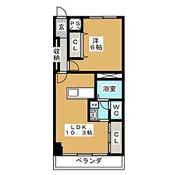 ニックハイムお花茶屋 1LDKの間取図画像