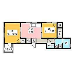 グローバルサイトウ 2DKの間取図画像