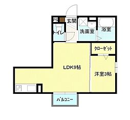 セジュールウィット大池II 2階1LDKの間取り
