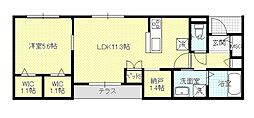 グラン・リビエール 1LDKの間取図画像