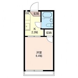 パークハイムＭ 2階1Kの間取り