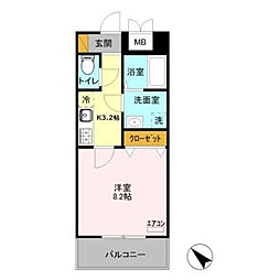 ベルフルール 2階1Kの間取り