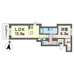 サティス・ヴィータ 3階1LDKの間取り