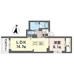 サティス・ヴィータ 2階1LDKの間取り