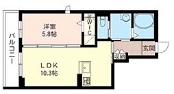 クレアパークサイドＢ 3階1LDKの間取り