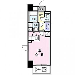 フィオーレ　カンパネラ 4階ワンルームの間取り