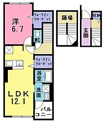 アレーナ　ウエスト 3階1LDKの間取り