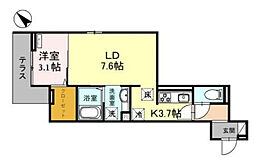 D-RESIDENCE東田町 1階1LDKの間取り
