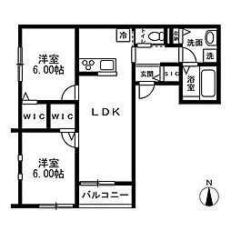Luce A棟 2LDKの間取図画像