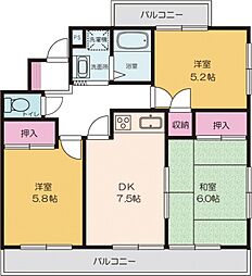 エーデルハイム 3DKの間取図画像