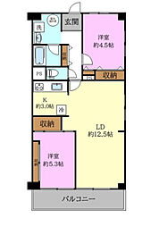 川越サンハイツ 2LDKの間取図画像