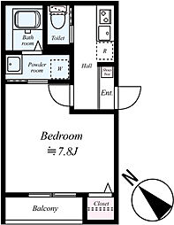 GRADUS新河岸II 1Kの間取図画像