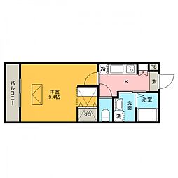 ルネスロマネガーデン 1Kの間取図画像