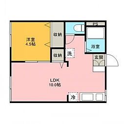 コーポ岸町 1LDKの間取図画像