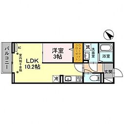 シャルール川越 1LDKの間取図画像