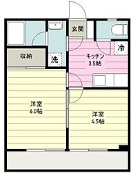 キャロットハウス岸町 2Kの間取図画像