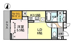 ONARIGOTEN-D 1LDKの間取図画像