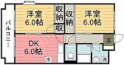パレス川越 2DKの間取図画像