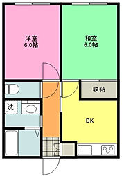 リバーサイドヴィレッジB 2DKの間取図画像