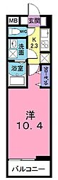 ルーモベルビ・ドゥ 1Kの間取図画像