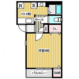 アルテハイム弐番館 1Kの間取図画像