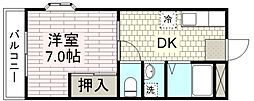 コーポ山吹 1DKの間取図画像