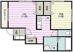 フェルン 1LDKの間取図画像