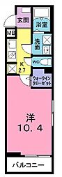 ランドウェル 1階1Kの間取り