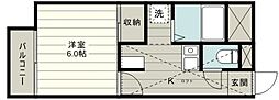 プレステージA 2階1Kの間取り