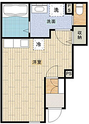 グランソフィア上福岡 1階ワンルームの間取り